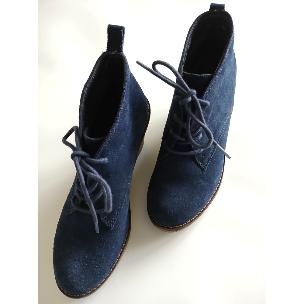Sonoma Nadine Blue Suede Leather Wedge Ankle Boot Women's Size 8.5